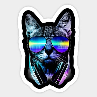 Rave cat edm kitten dj kitty tech house music Sticker